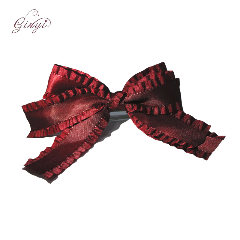 Fashion Custom Ruffle Ribbon Swallow Bows Hair Clips Hairgrips GYHB-5101